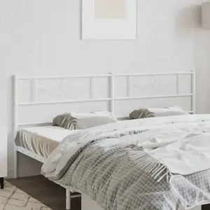 vidaXL Tête de lit métal blanc 200 cm pas cher