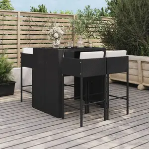 vidaXL Ensemble de bar de jardin 5 pcs avec coussins noir poly rotin pas cher