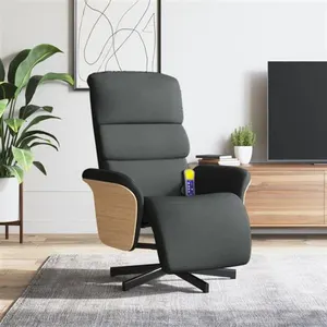 vidaXL Fauteuil inclinable de massage et repose-pieds gris foncé tissu pas cher