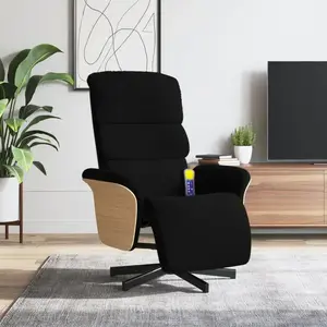 vidaXL Fauteuil inclinable de massage avec repose-pieds noir tissu pas cher