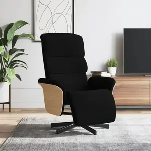vidaXL Fauteuil inclinable avec repose-pieds noir tissu pas cher