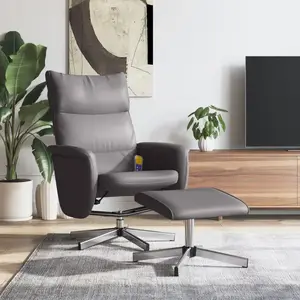 vidaXL Fauteuil inclinable de massage avec repose-pied gris similicuir pas cher