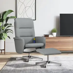 vidaXL Fauteuil inclinable de massage et repose-pied gris clair tissu pas cher