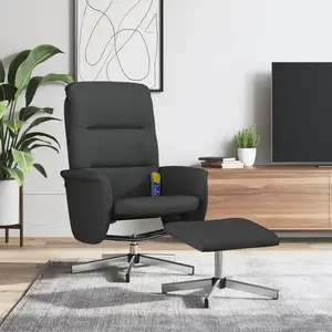 vidaXL Fauteuil de massage inclinable avec repose-pied noir tissu pas cher