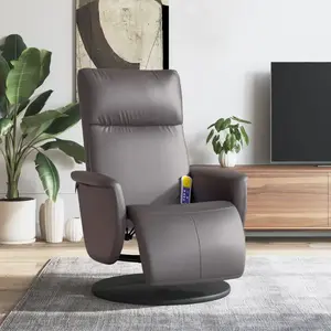 vidaXL Fauteuil inclinable de massage repose-pieds gris similicuir pas cher