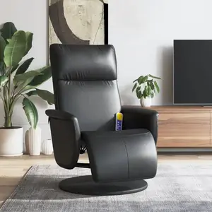 vidaXL Fauteuil inclinable de massage repose-pieds noir similicuir pas cher