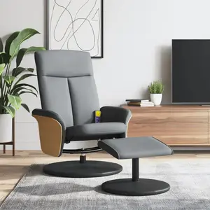 vidaXL Fauteuil inclinable de massage et repose-pied gris clair tissu pas cher