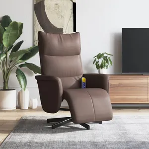 vidaXL Fauteuil inclinable de massage repose-pieds marron similicuir pas cher