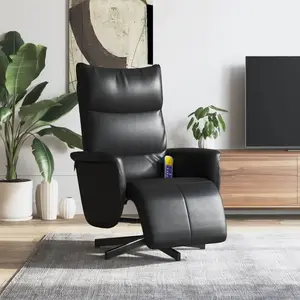 vidaXL Fauteuil inclinable de massage repose-pieds noir similicuir pas cher