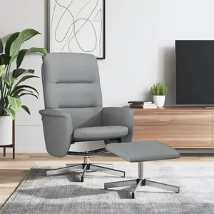 vidaXL Fauteuil inclinable avec repose-pied gris clair tissu pas cher