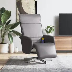 vidaXL Fauteuil inclinable de massage repose-pieds gris similicuir pas cher