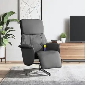 vidaXL Fauteuil inclinable de massage et repose-pieds gris foncé tissu pas cher