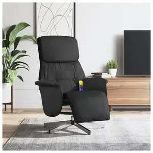 vidaXL Fauteuil inclinable de massage avec repose-pieds noir tissu pas cher