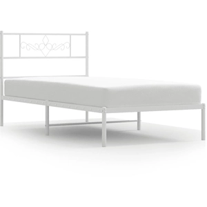 vidaXL Cadre de lit métal avec tête de lit blanc 75x190 cm pas cher