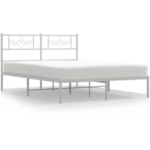 vidaXL Cadre de lit métal avec tête de lit blanc 140x200 cm pas cher