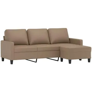 vidaXL Canapé à 3 places avec repose-pieds Cappuccino 180cm Similicuir pas cher