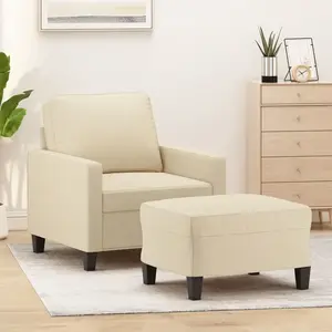 vidaXL Fauteuil avec repose-pied Crème 60 cm Tissu pas cher