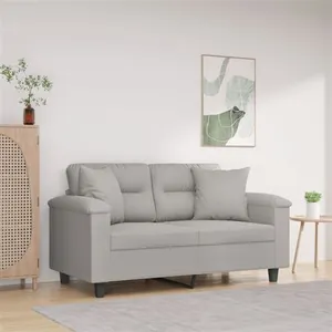vidaXL Canapé 2 places avec oreillers gris clair 120 cm pas cher