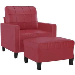 vidaXL Fauteuil avec repose-pied Rouge bordeaux 60 cm Similicuir pas cher