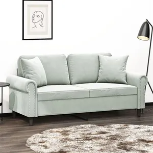 vidaXL Canapé 2 places avec oreillers gris clair 140 cm velours pas cher