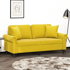 Comparateur de prix : vidaXL Canapé 2 places avec oreillers décoratifs jaune 140 cm velours