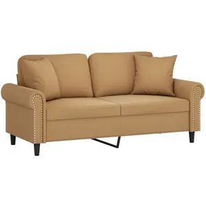 vidaXL Canapé 2 places avec oreillers décoratifs brun 140 cm velours pas cher