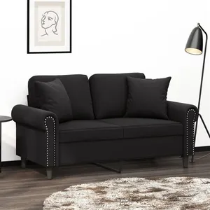 vidaXL Canapé 2 places avec oreillers décoratifs noir 120 cm velours pas cher
