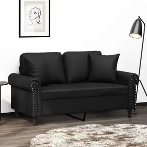 vidaXL Canapé 2 places avec oreillers décoratifs noir 120cm similicuir pas cher