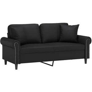 vidaXL Canapé 2 places avec oreillers décoratifs noir 140cm similicuir pas cher