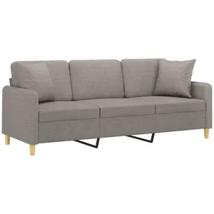 vidaXL Canapé 3 places avec oreillers décoratifs taupe 180 cm tissu pas cher