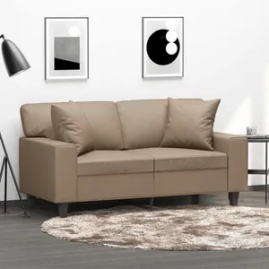 vidaXL Canapé 2 places avec oreillers cappuccino 120 cm similicuir pas cher