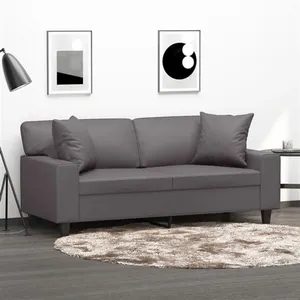 vidaXL Canapé 2 places avec oreillers décoratifs gris 140cm similicuir pas cher