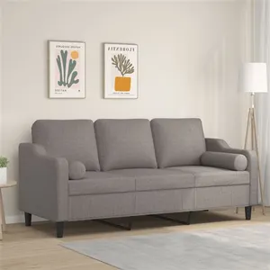 vidaXL Canapé 3 places avec oreillers décoratifs taupe 180 cm tissu pas cher