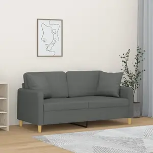 vidaXL Canapé 2 places avec oreillers gris foncé 140 cm tissu pas cher