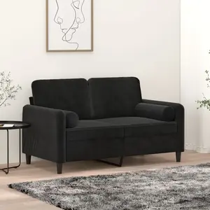 vidaXL Canapé 2 places avec oreillers décoratifs noir 120 cm velours pas cher