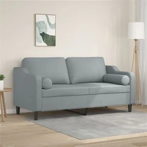vidaXL Canapé 2 places avec oreillers gris clair 140 cm tissu pas cher