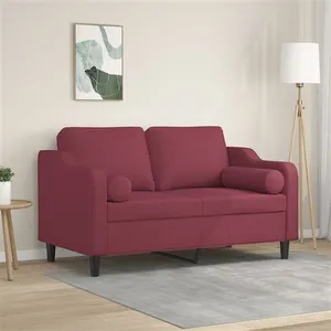vidaXL Canapé 2 places avec oreillers bordeaux 120 cm tissu pas cher
