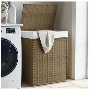 Comparateur de prix : vidaXL Panier à linge avec couvercle 46x33x60 cm résine tressée