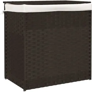 Comparateur de prix : vidaXL Panier à linge avec 2 sections marron foncé 53x35x57 cm