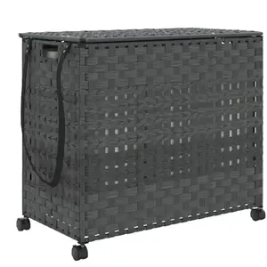 Comparateur de prix : vidaXL Panier à linge avec roulettes gris 66x35x60 cm résine tressée