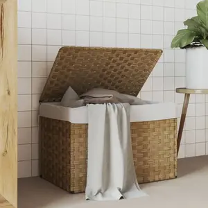 Comparateur de prix : vidaXL Panier à linge avec couvercle 55,5x35x34 cm résine tressée