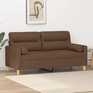 vidaXL Canapé 2 places avec oreillers décoratifs marron 140 cm tissu pas cher