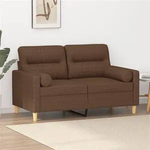 vidaXL Canapé 2 places avec oreillers décoratifs marron 120 cm tissu pas cher