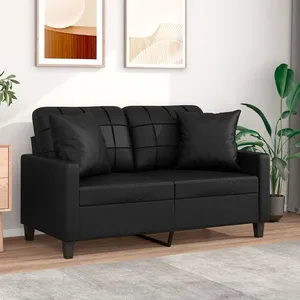 vidaXL Canapé 2 places avec oreillers décoratifs noir 120cm similicuir pas cher