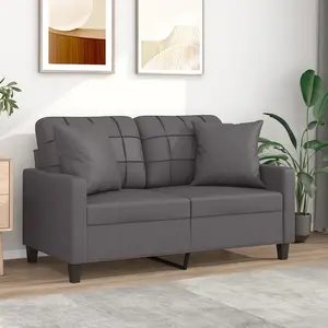vidaXL Canapé 2 places avec oreillers gris 120 cm similicuir pas cher