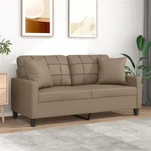 vidaXL Canapé 2 places avec oreillers cappuccino 140 cm similicuir pas cher