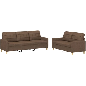 vidaXL Ensemble de canapés 2 pcs avec coussins marron tissu pas cher