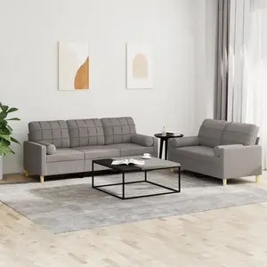 vidaXL Ensemble de canapés 2 pcs avec coussins taupe tissu pas cher