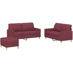 vidaXL Ensemble de canapés 2 pcs avec coussins rouge bordeaux tissu pas cher
