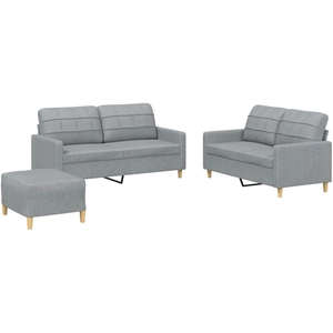 vidaXL Ensemble de canapés 3 pcs coussins gris clair tissu pas cher